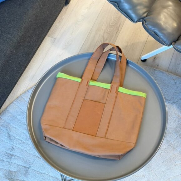 none Handbags - Handmade Linen Tote Bag – Laptop Friendly